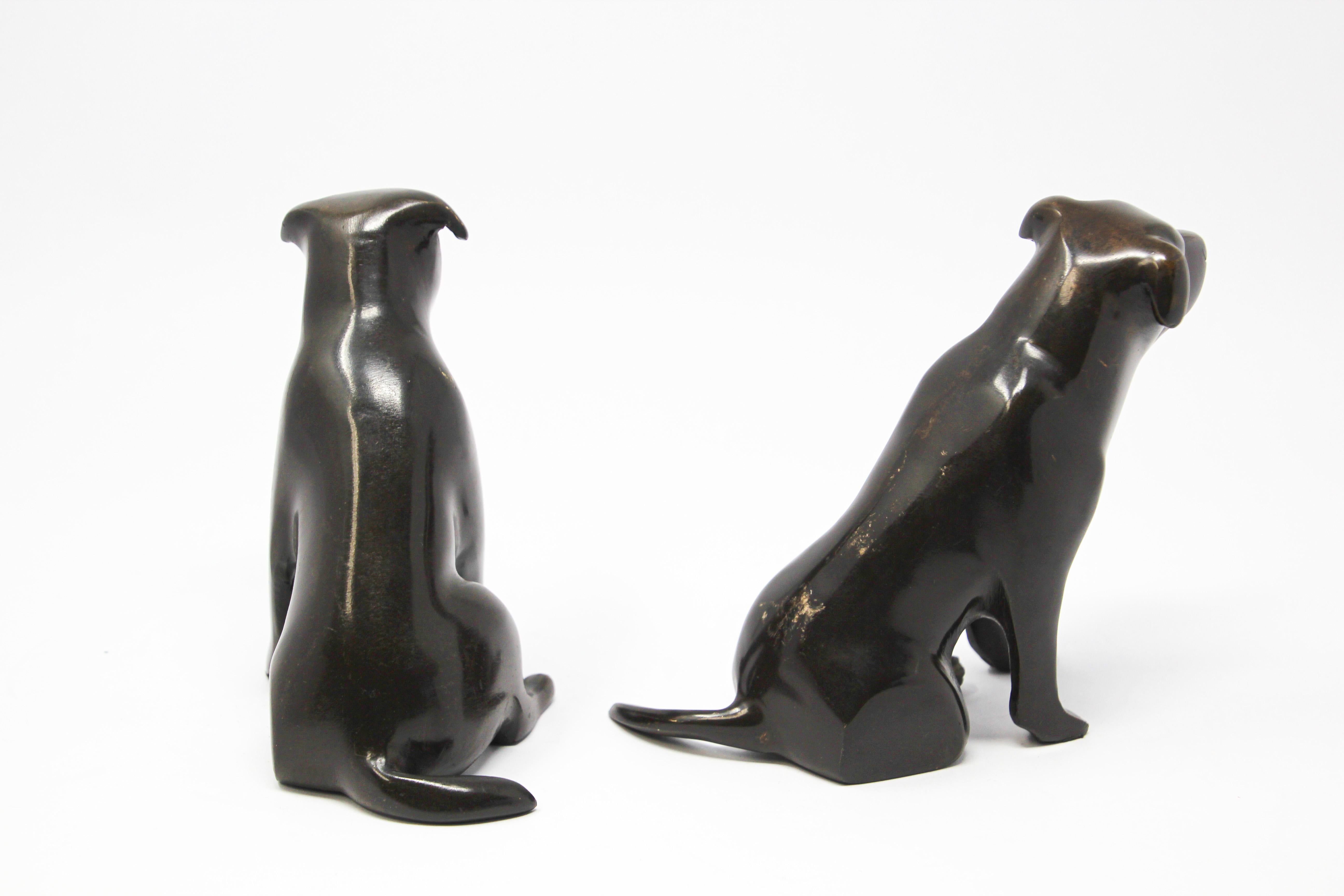 Set of Cast Metal Sculpture of Labrador Dogs Bookends 1