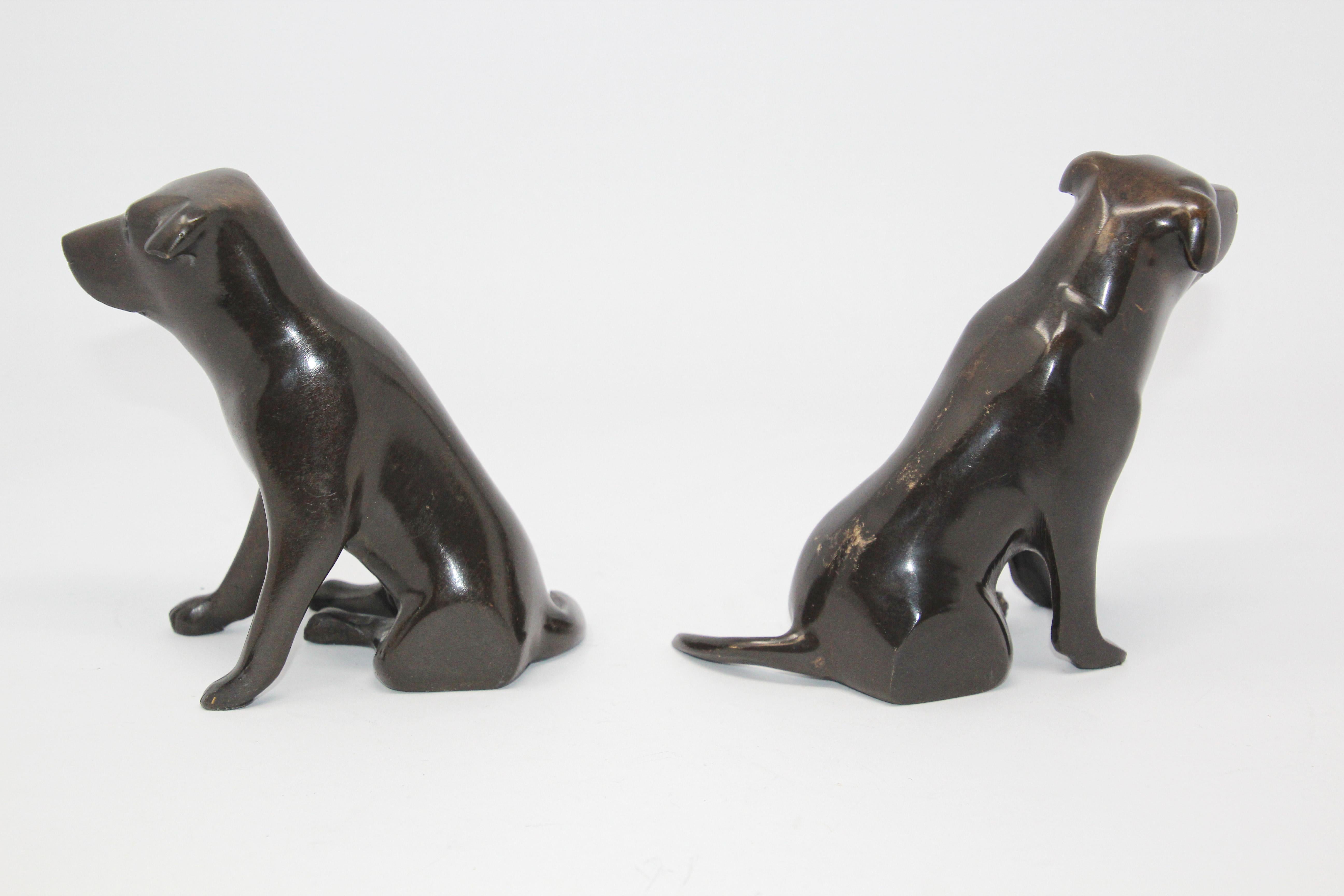 Set of Cast Metal Sculpture of Labrador Dogs Bookends 2