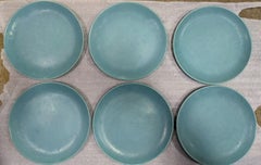 Set of Catalina Island Pottery Matte Green Dinner Plates