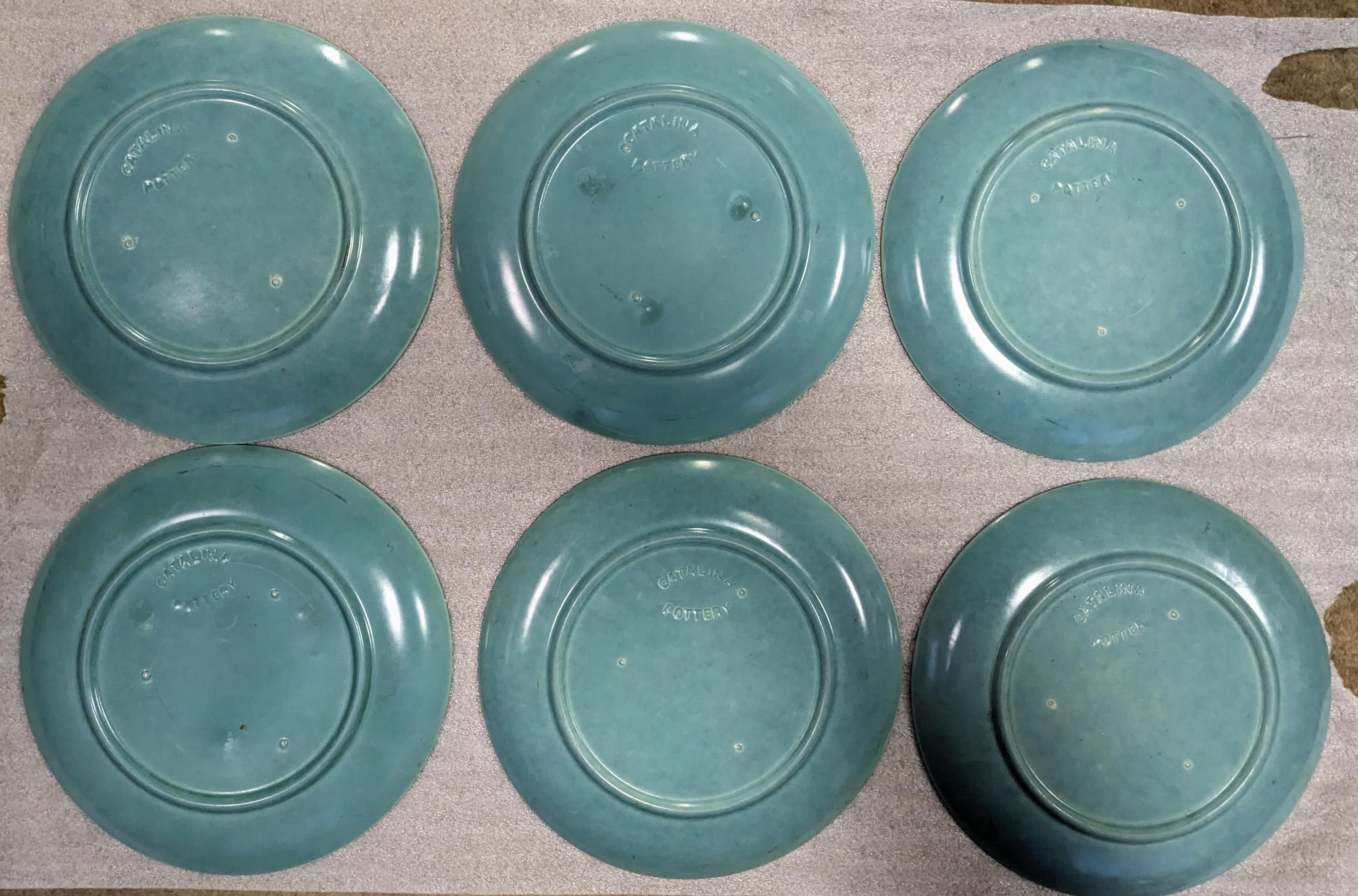 Set de Platos de Cena Verde Mate de Catalina Island Pottery Art Decó en venta