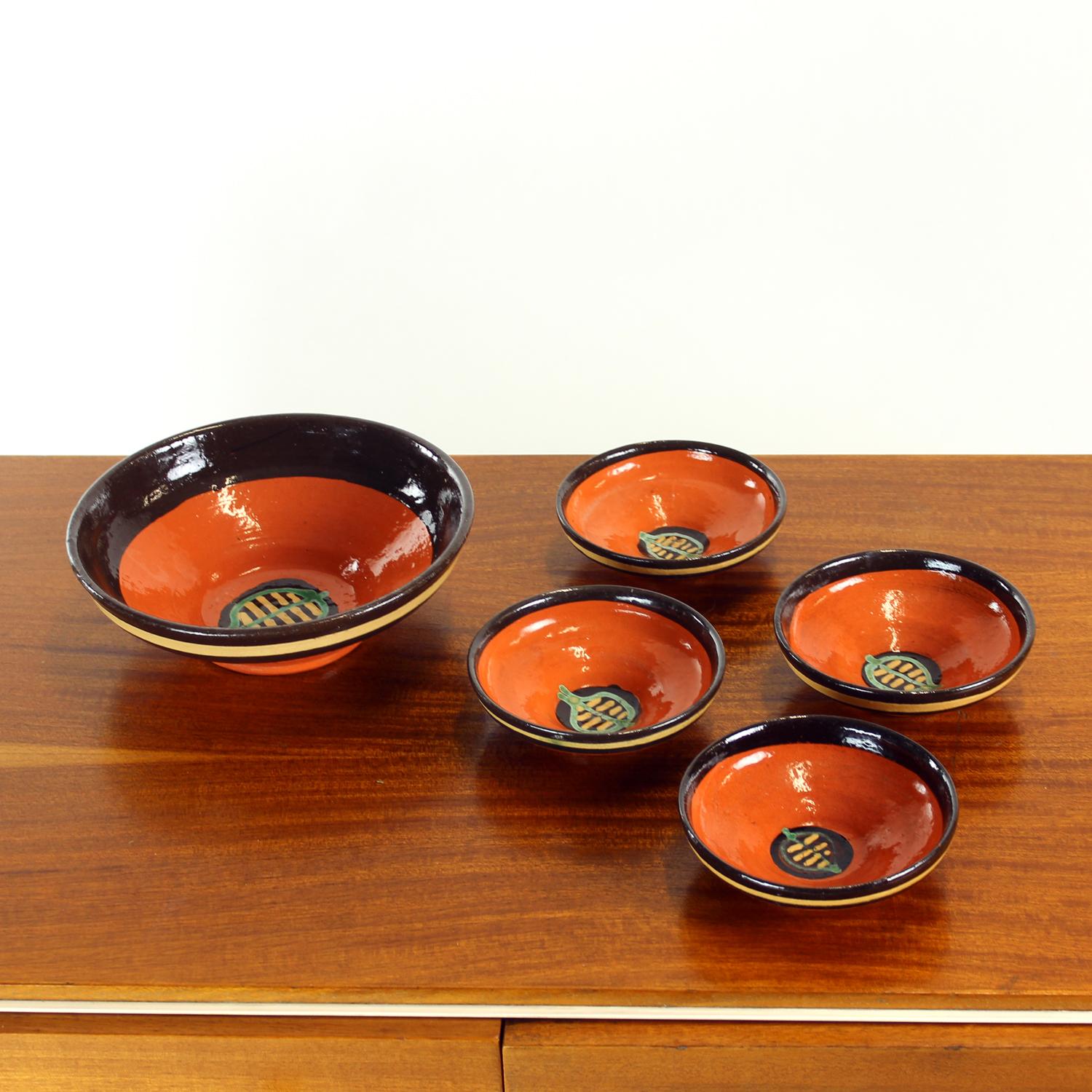 Slovak Set Of Ceramic Bowls By Ditta Abrhamova, Czechoslovakia 1980s For Sale