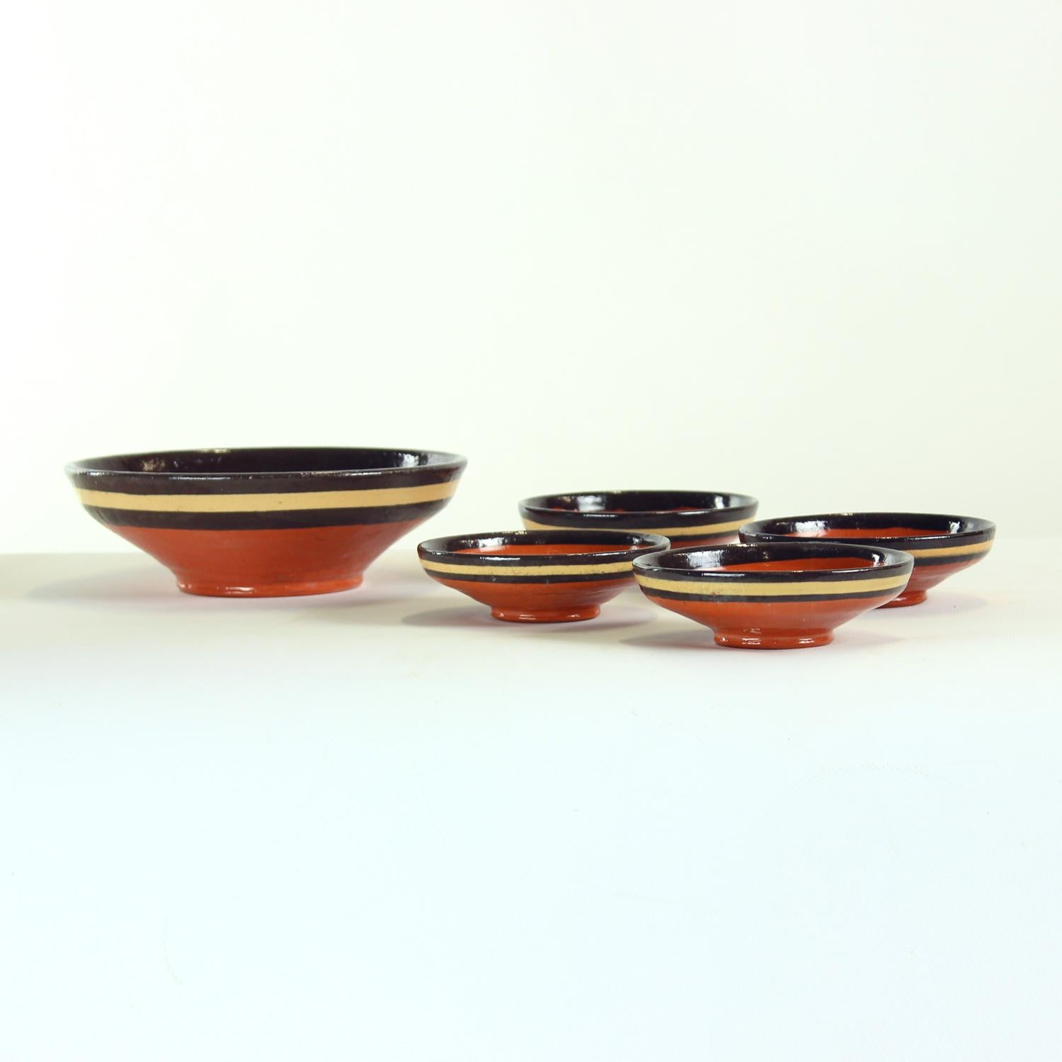 Set Of Ceramic Bowls By Ditta Abrhamova, Czechoslovakia 1980s In Excellent Condition For Sale In Zohor, SK