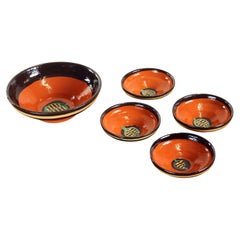 Vintage Set Of Ceramic Bowls By Ditta Abrhamova, Czechoslovakia 1980s