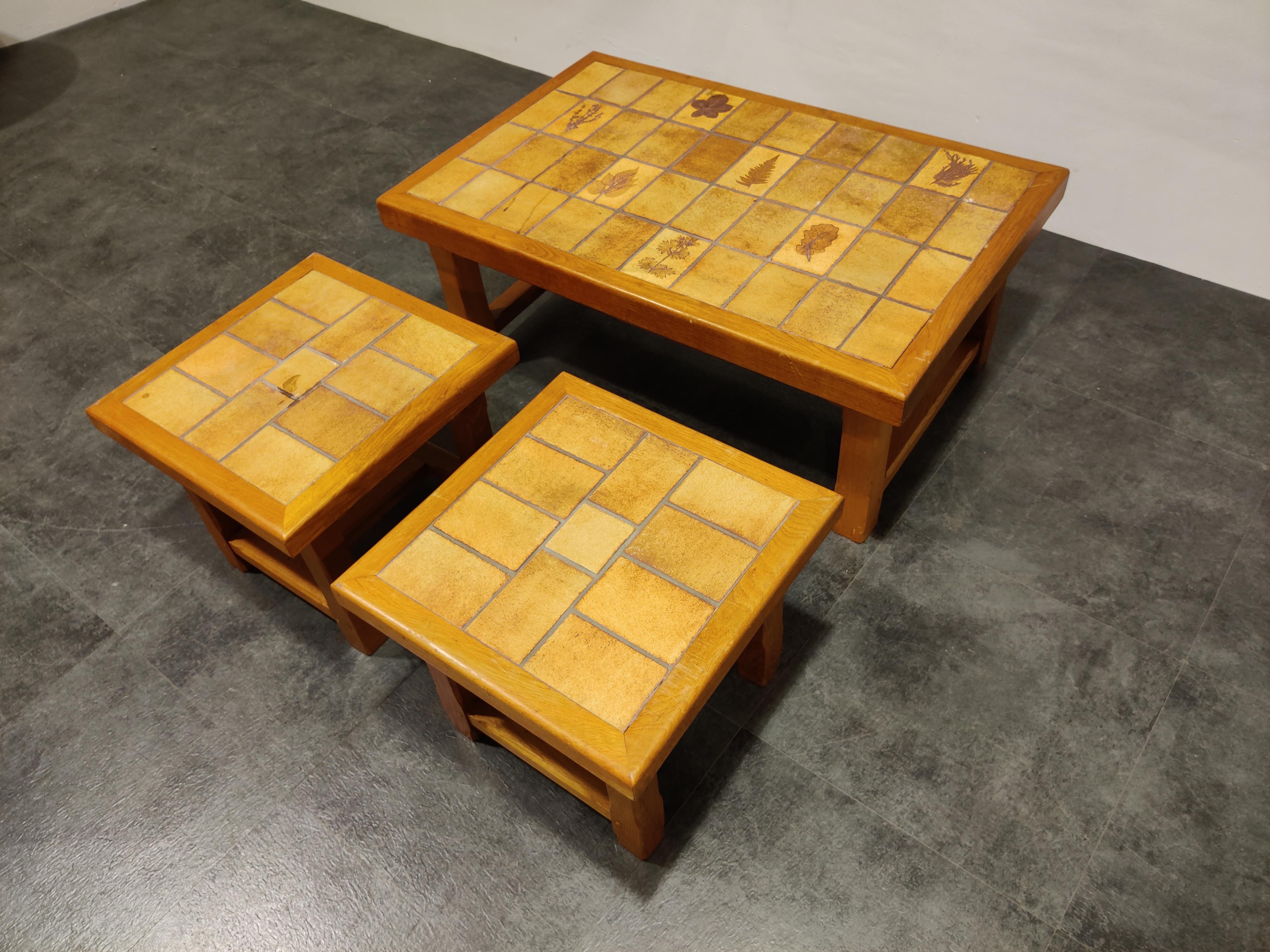 French Set of Ceramic Coffee Tables, 1960s For Sale