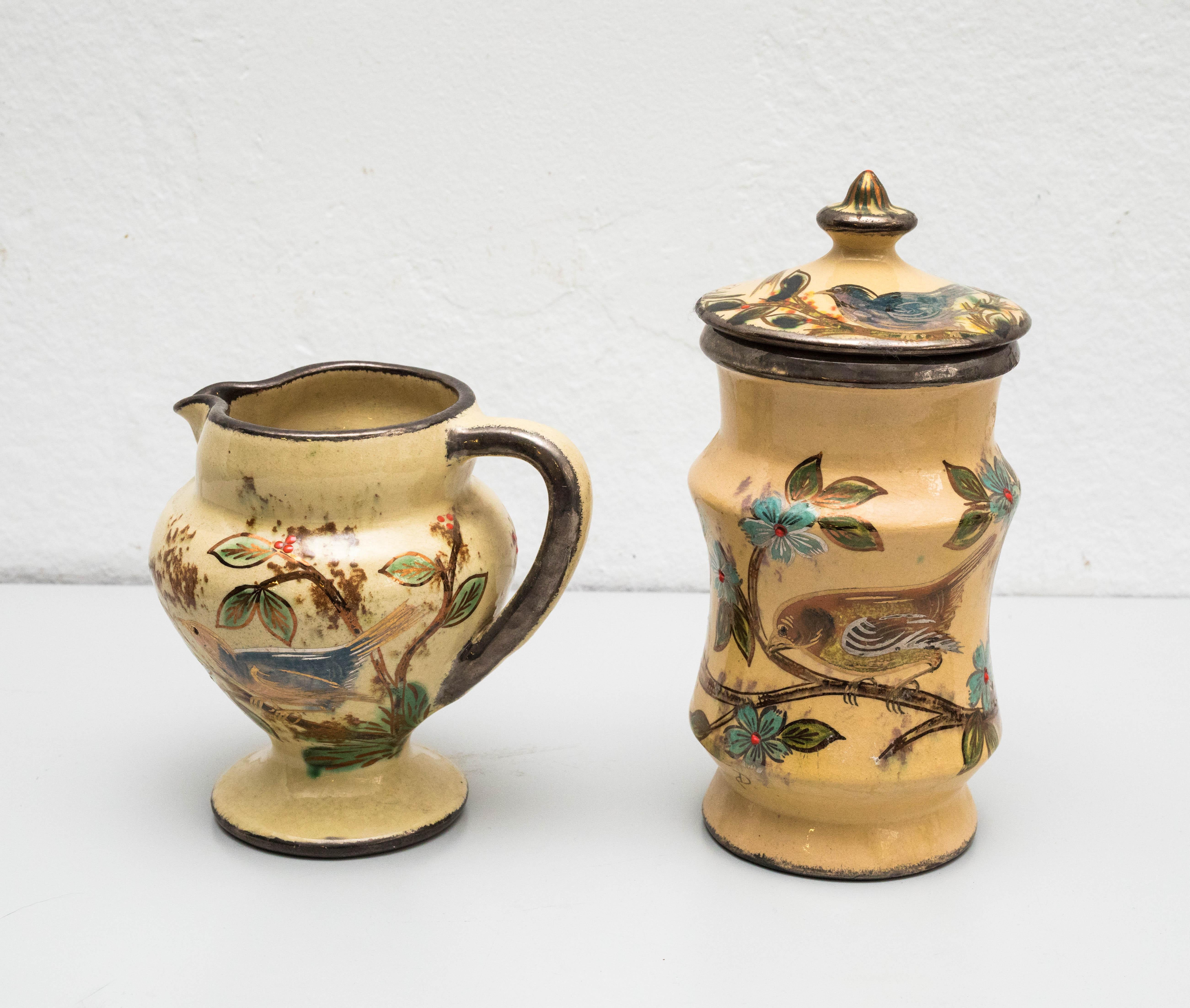 Espagnol Ensemble de vases en céramique peints à la main par l'artiste catalan Diaz Costa, datant d'environ 1960 en vente
