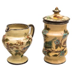 Vintage Set of Ceramic Hand Painted Vases by Catalan Artist Diaz Costa, circa 1960