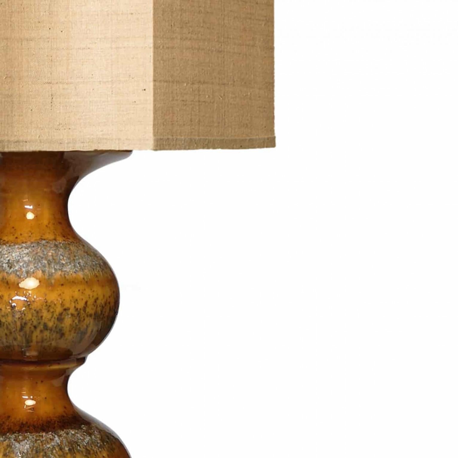 20th Century Set of Ceramic Lamps with New Silk Custom Made Lampshades René Houben For Sale