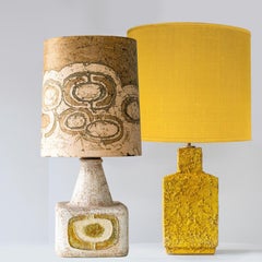 Set of Ceramic Table Floor Lamps, Custom Lampshades by R. Houben