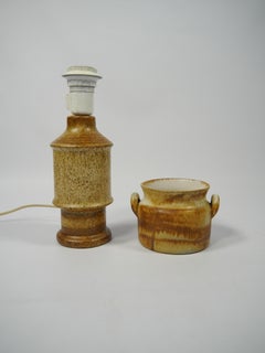 Set of Ceramic Table Lamp and Pot Designed by Bruno Karlsson for Ego Stengods