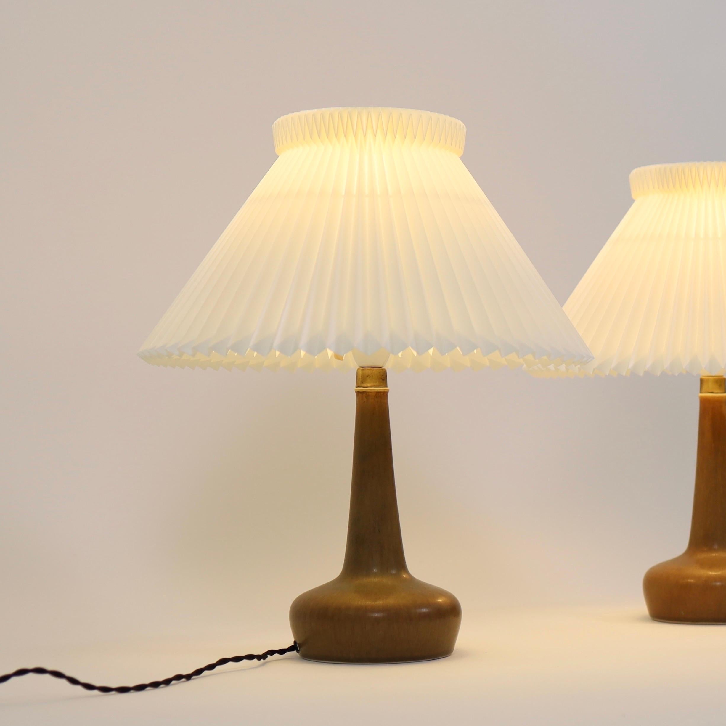 Danish Set of Ceramic Table Lamps by Esben Klint for Le Klint, 1950s, Denmark For Sale