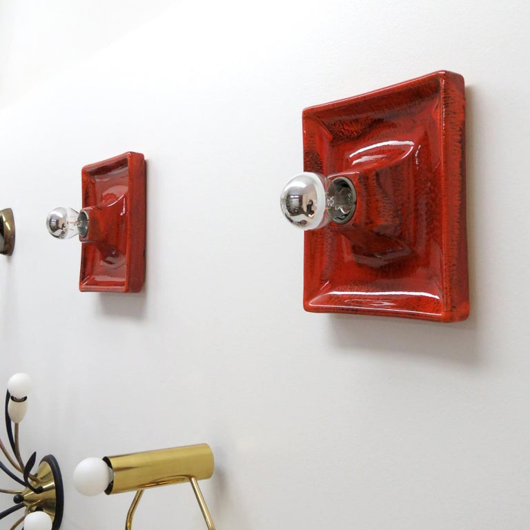 Set of Ceramics Wall Lights, 1970 In Good Condition For Sale In Los Angeles, CA
