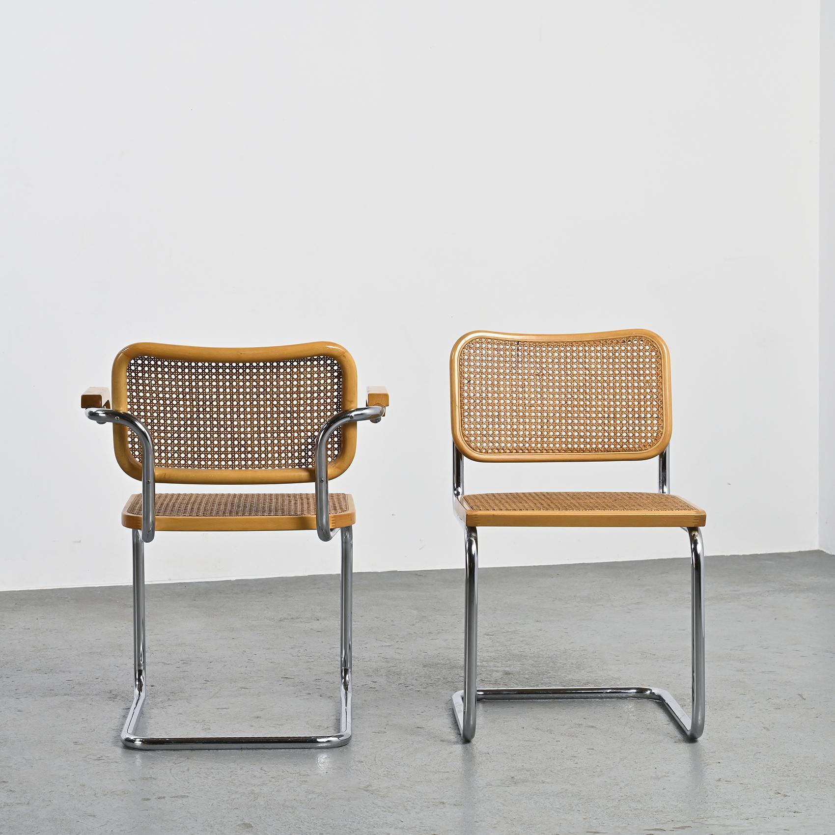 Cesca-Stühle und Sessel von Marcel Breuer, Cidue um 1975 (Metall)
