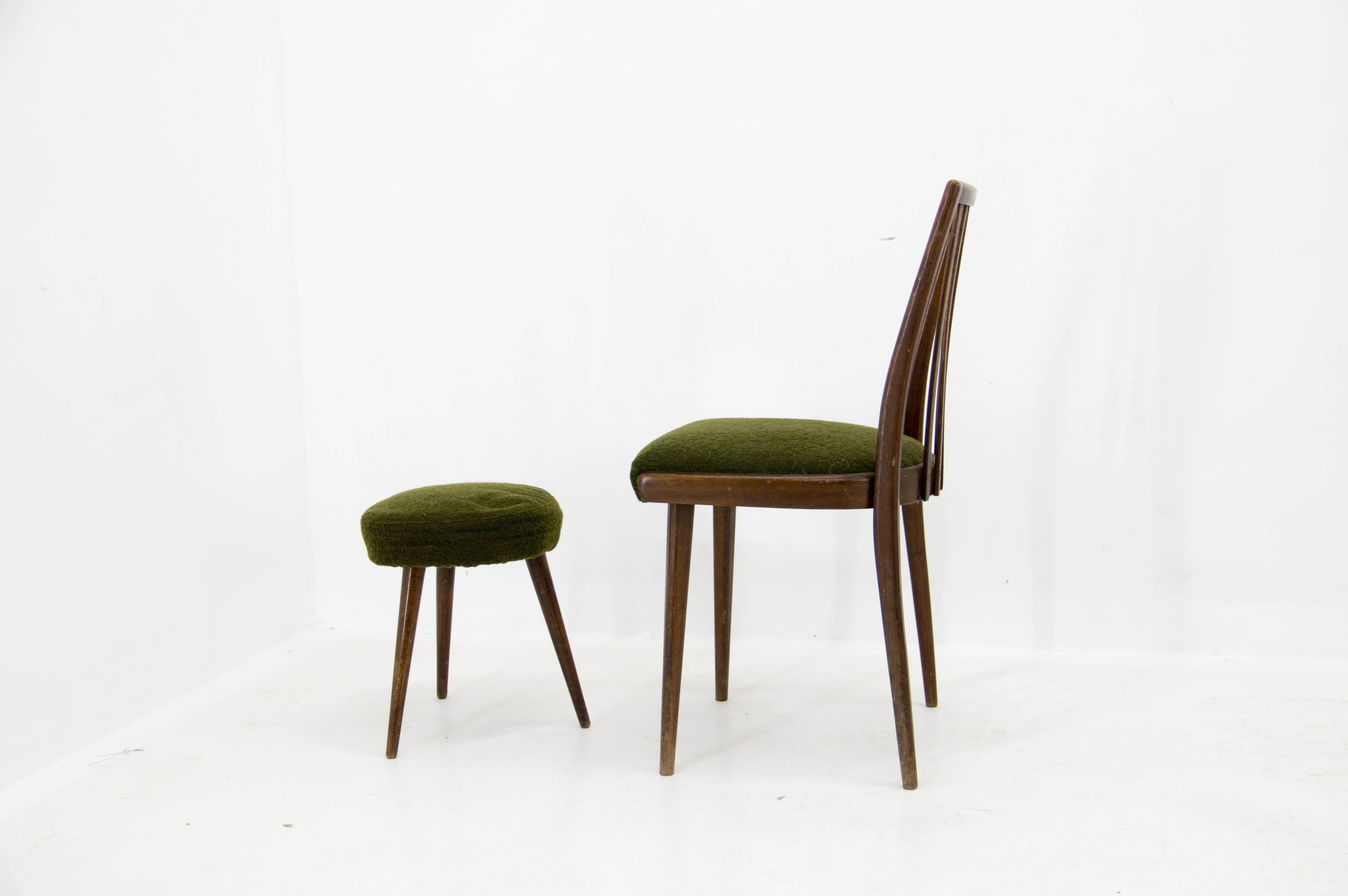 Set of Chair and Stool, Czechoslovakia, 1960s In Good Condition For Sale In Praha, CZ