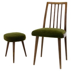 Retro Set of Chair and Stool, Czechoslovakia, 1960s