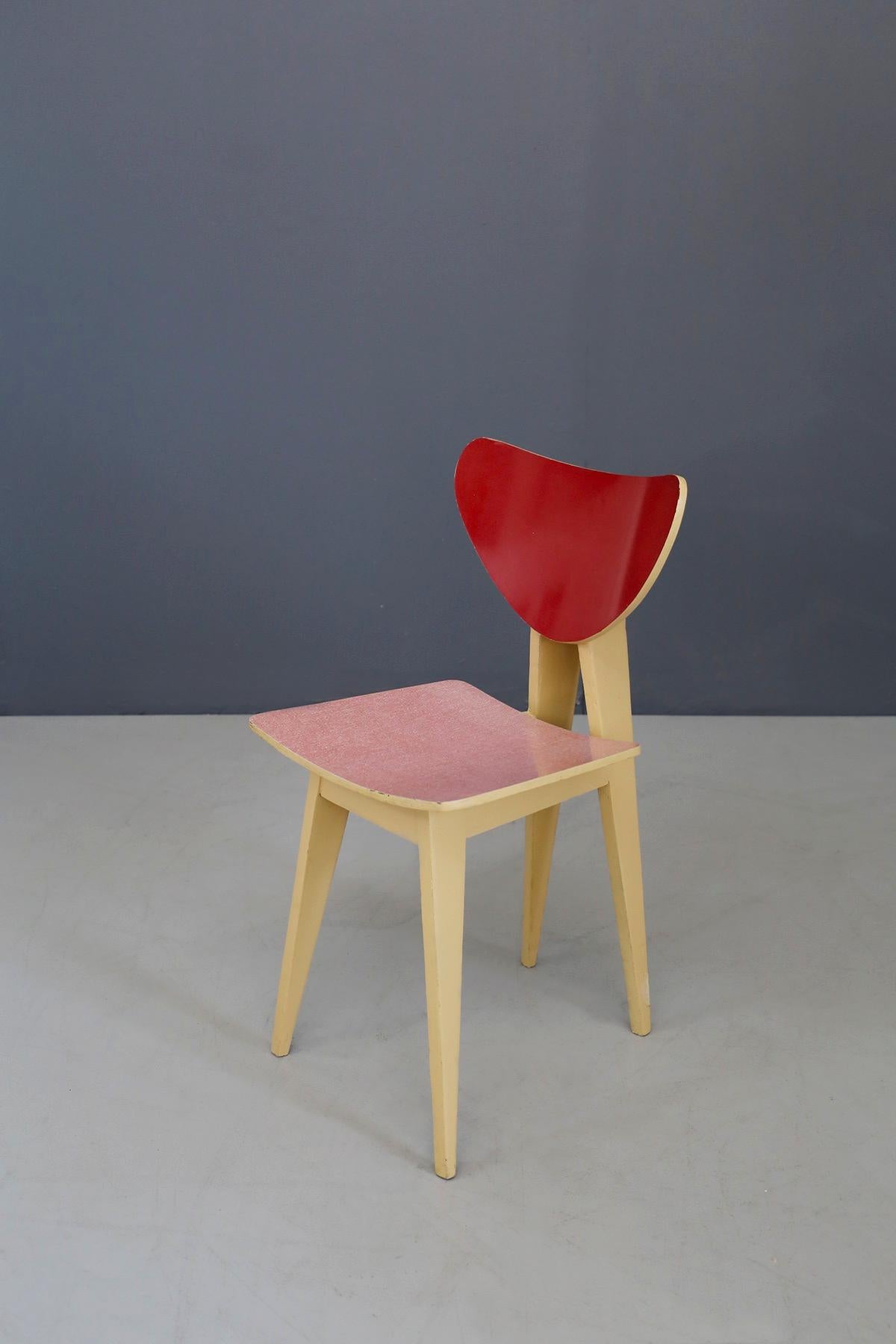 Set of Chair Midcentury Attributed to Gianni Vigorelli in Wood and Formica, 1950 4