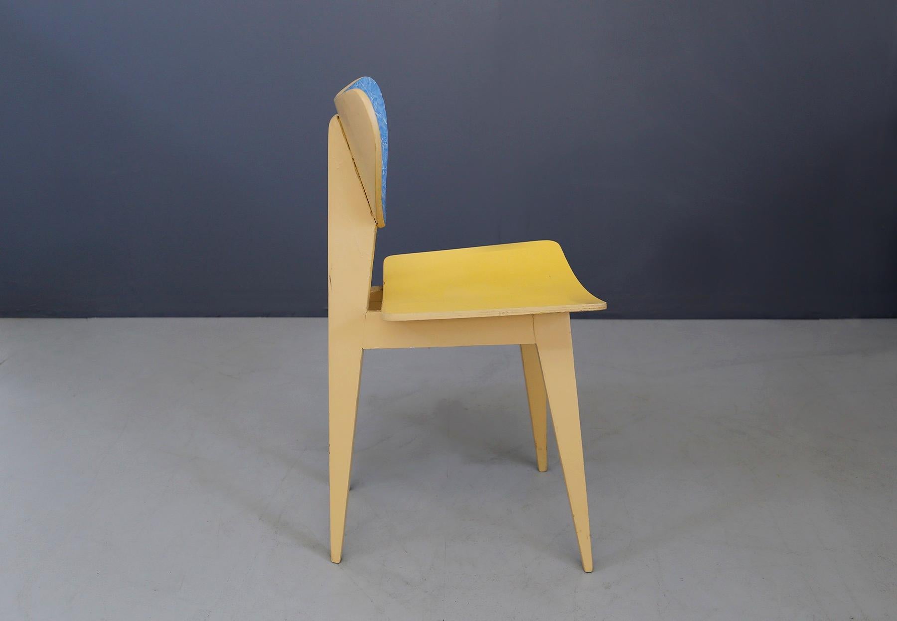 Set of Chair Midcentury Attributed to Gianni Vigorelli in Wood and Formica, 1950 3