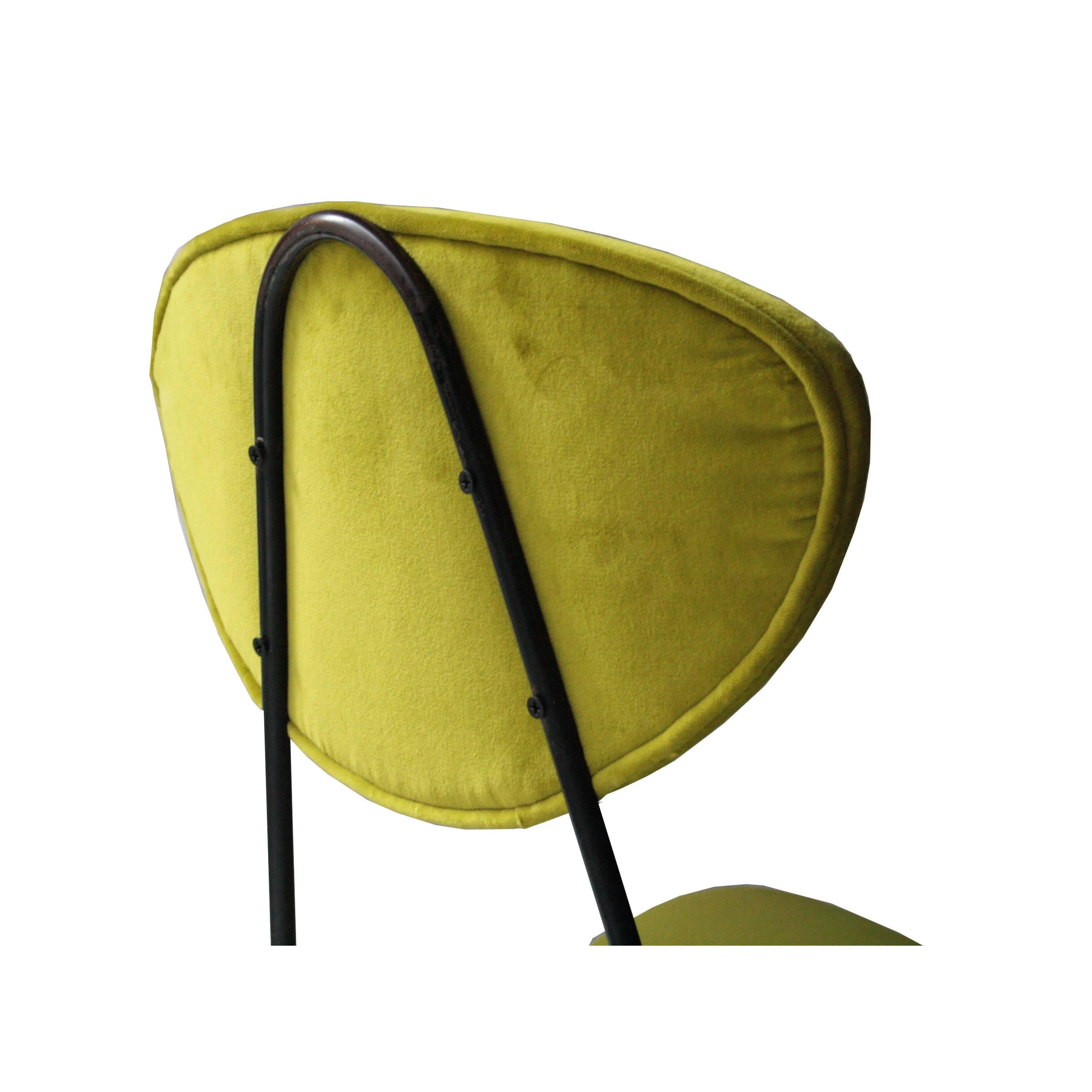 Set of Chair with Green Velvet Design by India Mahdavii, Italy, 1950 In Good Condition In Madrid, ES