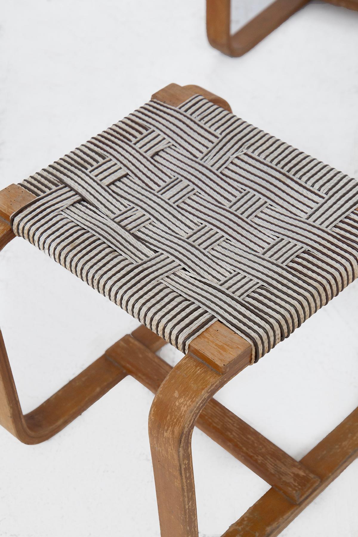 Bauhaus Ensemble de chaises et ottomanes de Giuseppe Pagano en vente