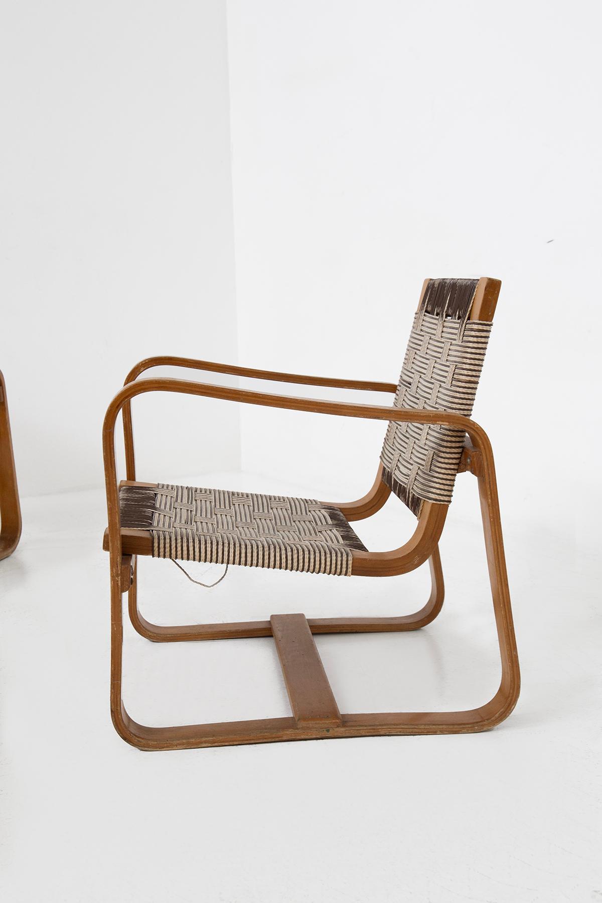 Mid-20th Century Ensemble de chaises et ottomanes de Giuseppe Pagano en vente
