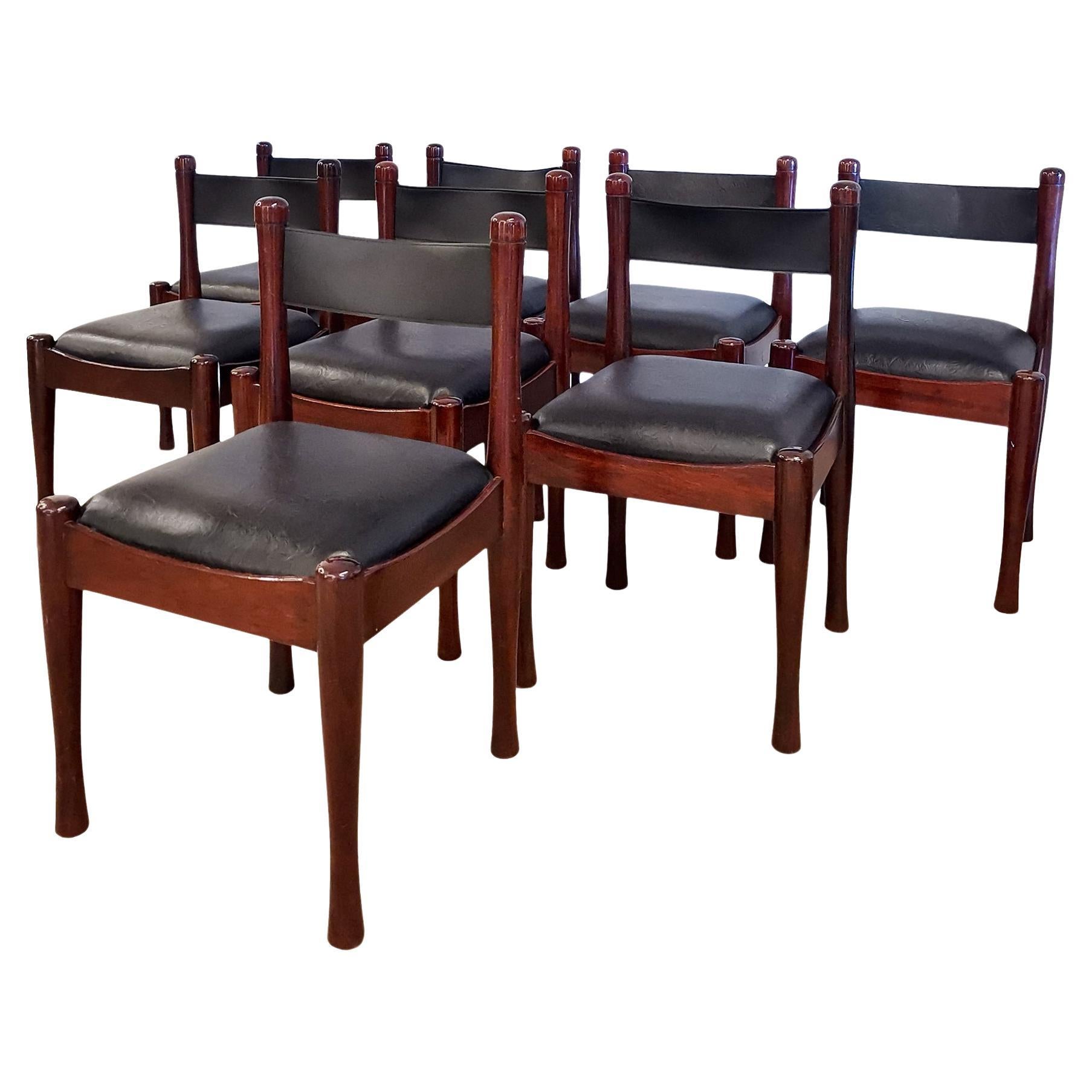 Ensemble de chaises modernes du milieu du siècle en acajou de Silvio Coppola - Italie, 1970 en vente