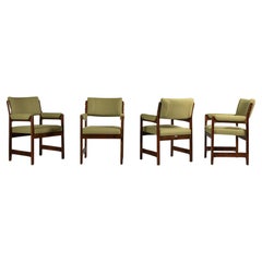 Set of Chairs in Solid Hardwood and Green Fabric, Brazilian Mid-Century Modern