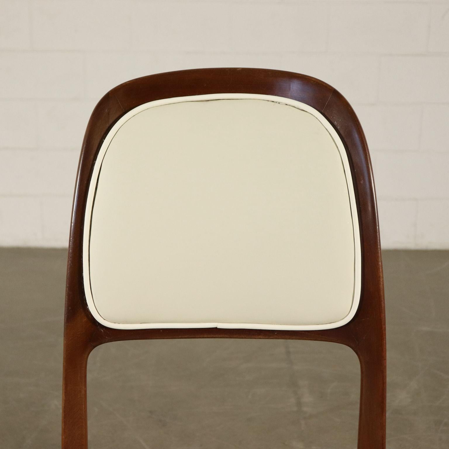 Italian Set of Chairs Mahogany Leatherette Vintage Italy 1950s-1960s