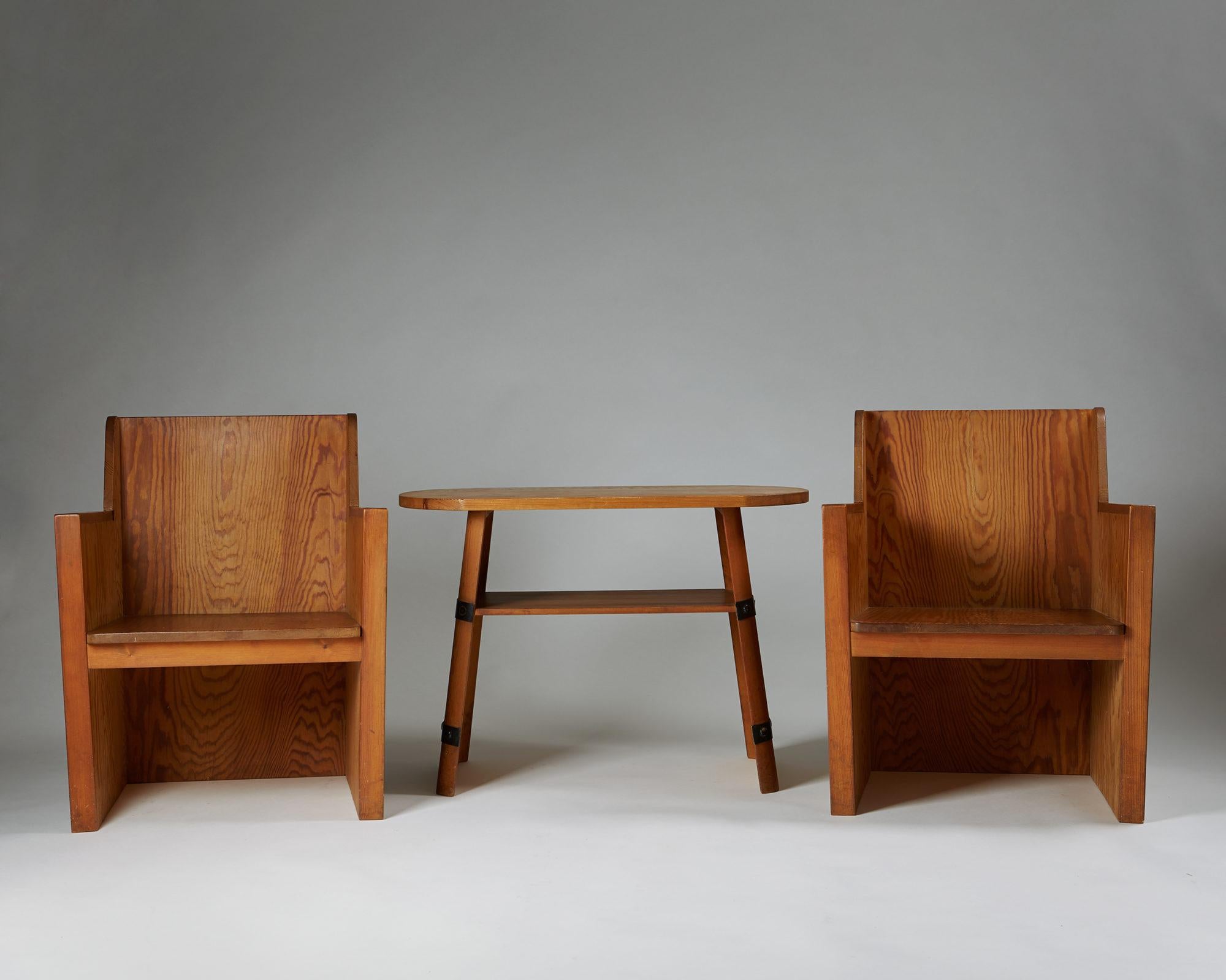 Scandinavian Modern Set of Chairs Plus Table, Anonymous, Sweden, 1950s For Sale