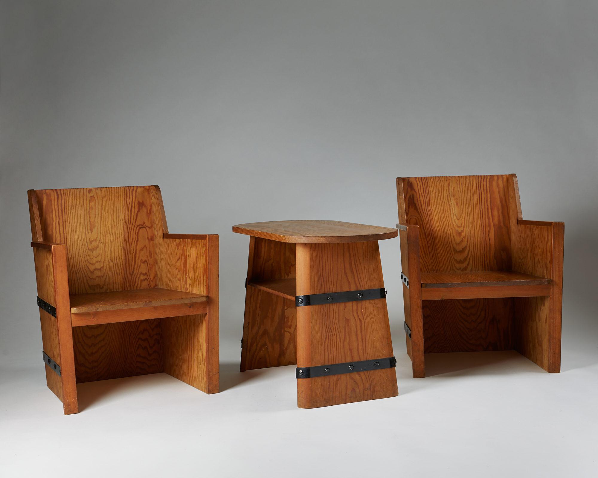 Swedish Set of Chairs Plus Table, Anonymous, Sweden, 1950s For Sale