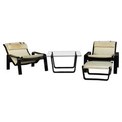 Set of Chairs with Side Table and a Footstool by Designer Ilmari Lappalainen