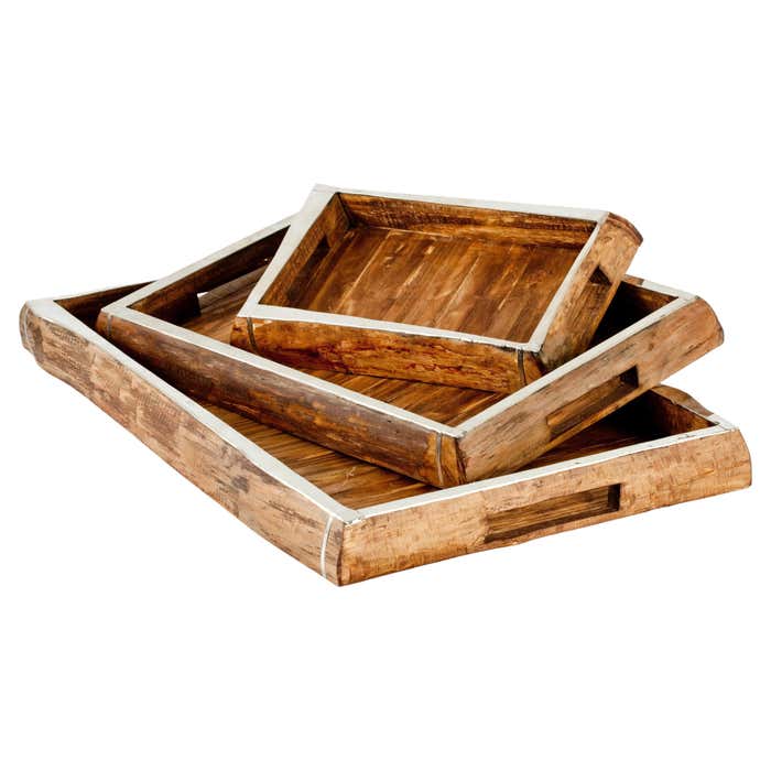 Set of Chalten Rectangular Trays, Wood and Alpaca Silver For Sale at ...