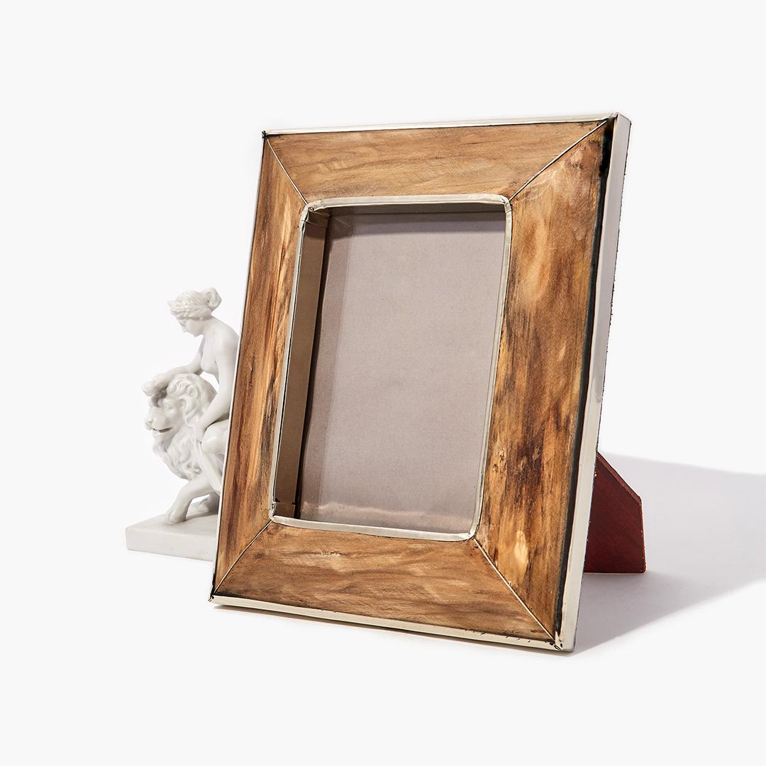 Organic Modern Set of Chalten Small, Medium & Large Wood & Alpaca Silver Photoframes For Sale