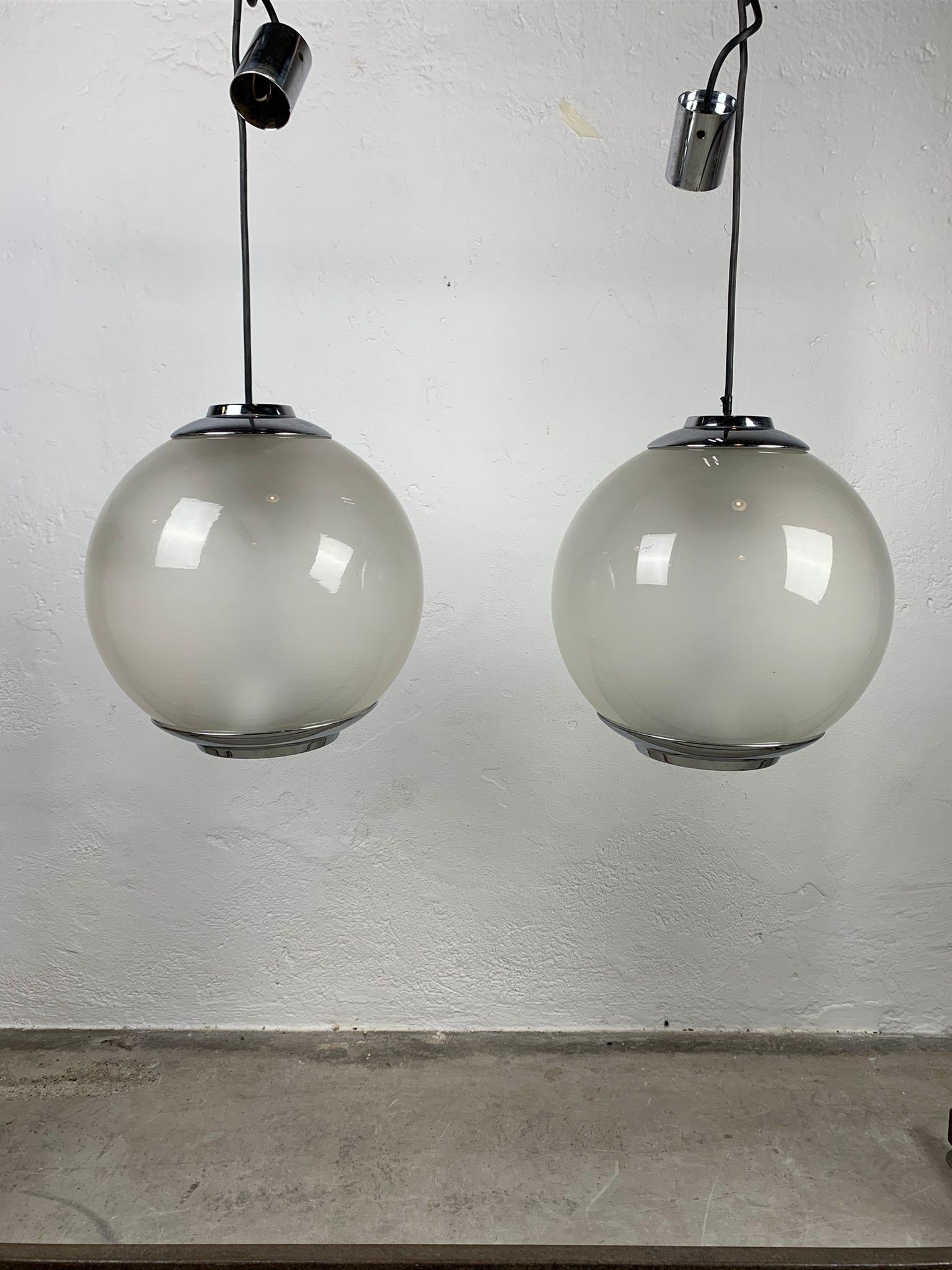 Set of chandeliers LS2 by Luigi Caccia Dominioni manufactured by Azucena, 1960s In Good Condition In Milano, IT