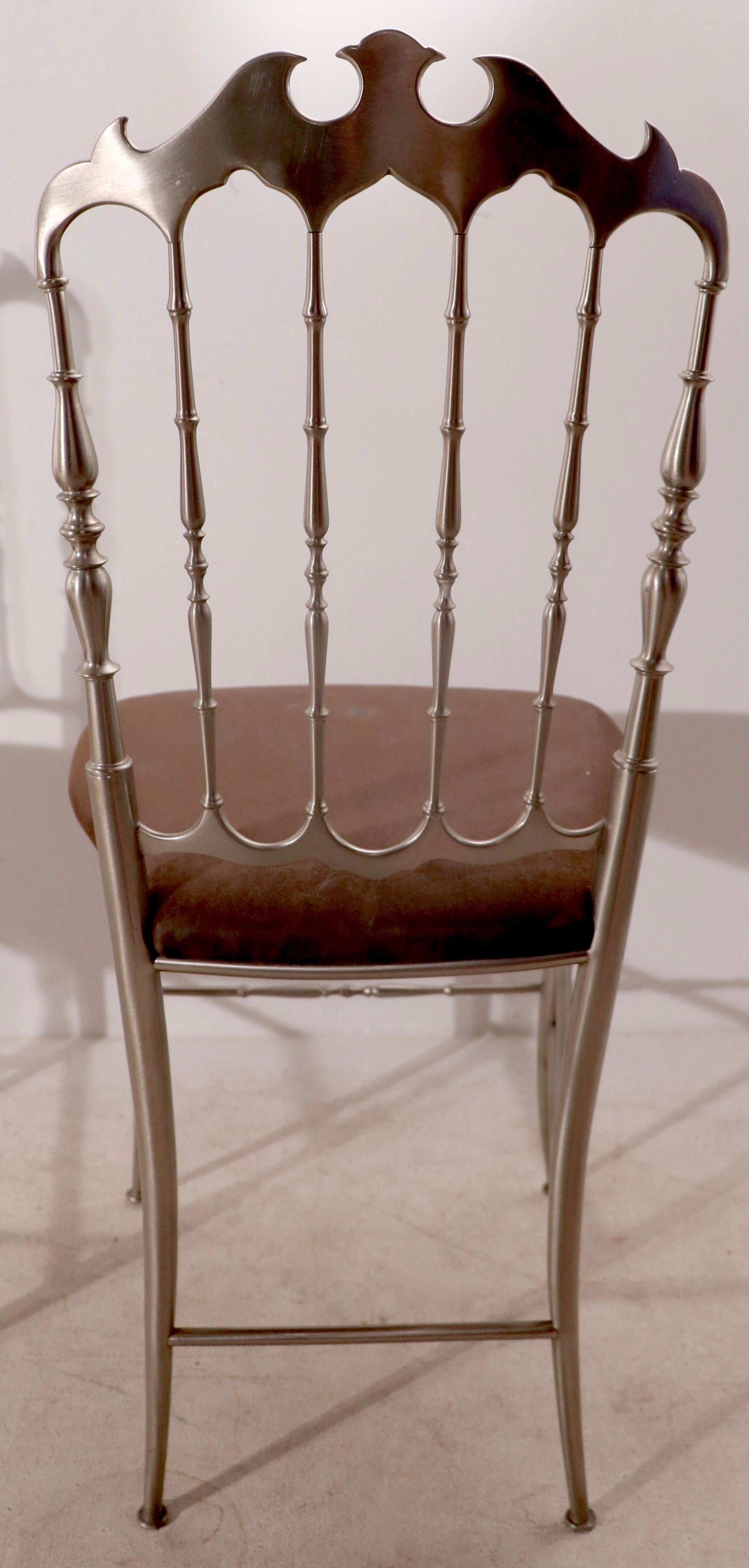 Italian Set of Charivari Chairs in Steel Finish from Made in Italy retailed by WJ Sloane For Sale