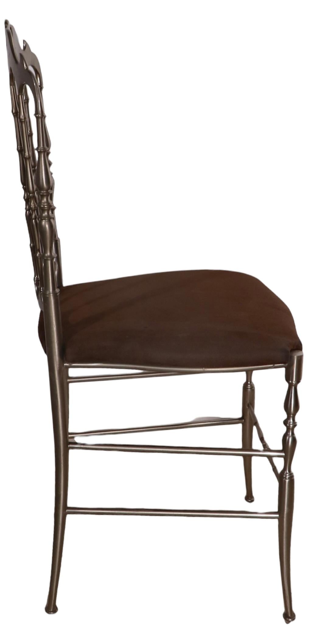 Set of Charivari Chairs in Steel Finish from Made in Italy retailed by WJ Sloane For Sale 1