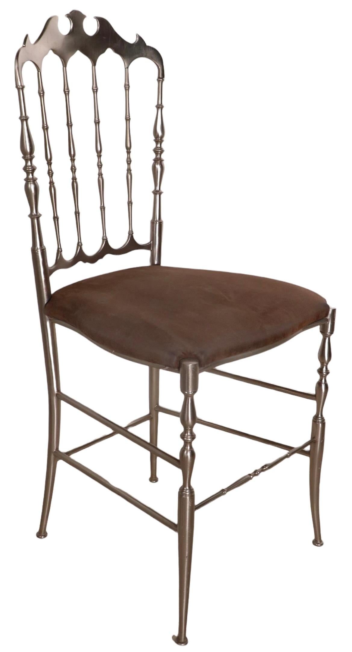 Set of Charivari Chairs in Steel Finish from Made in Italy retailed by WJ Sloane For Sale 2