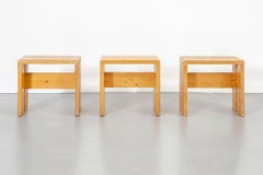 Set of Charlotte Perriand Pine Stools for Les Arcs