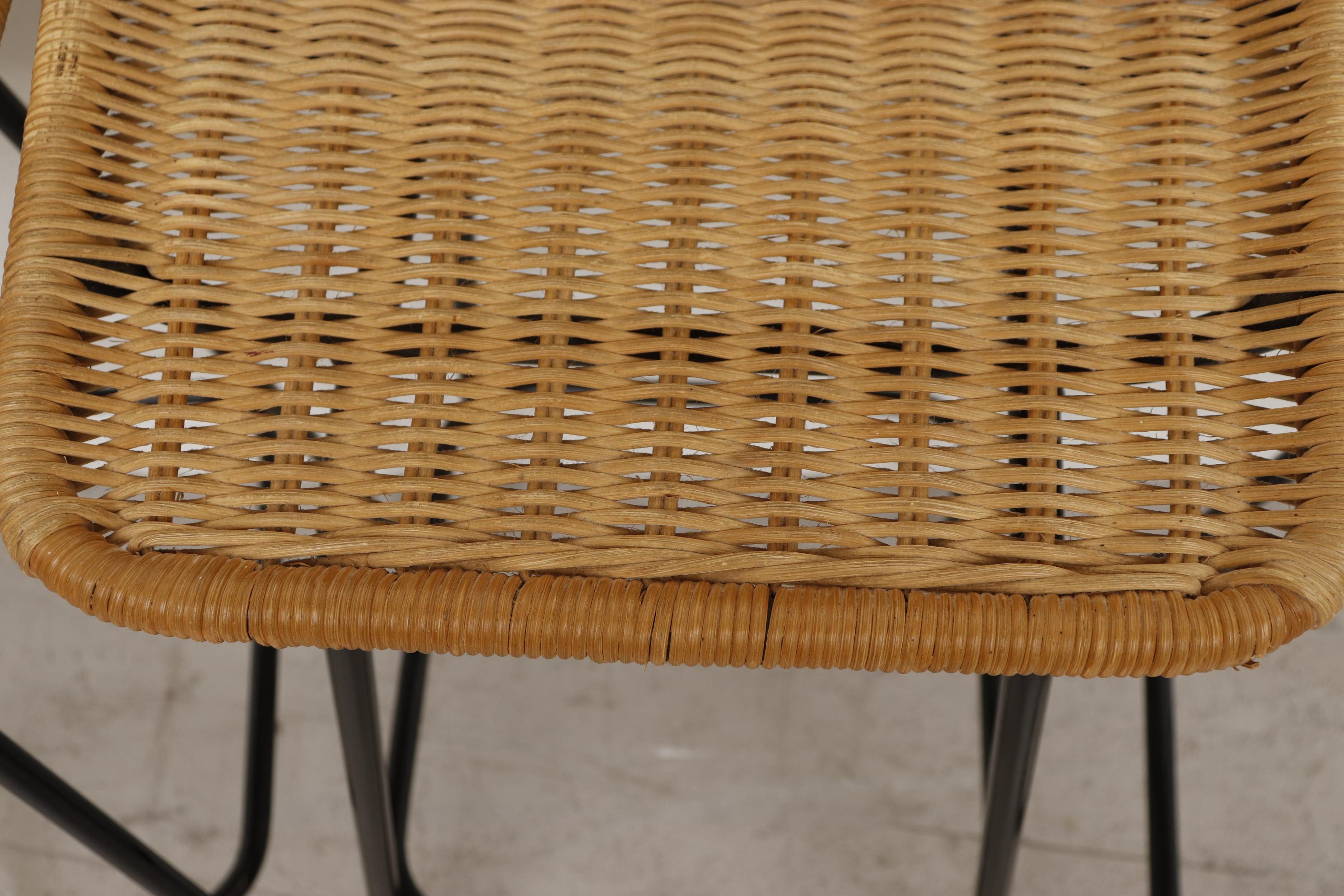 Set of Charlotte Perriand Style Wicker Bar Stools 2