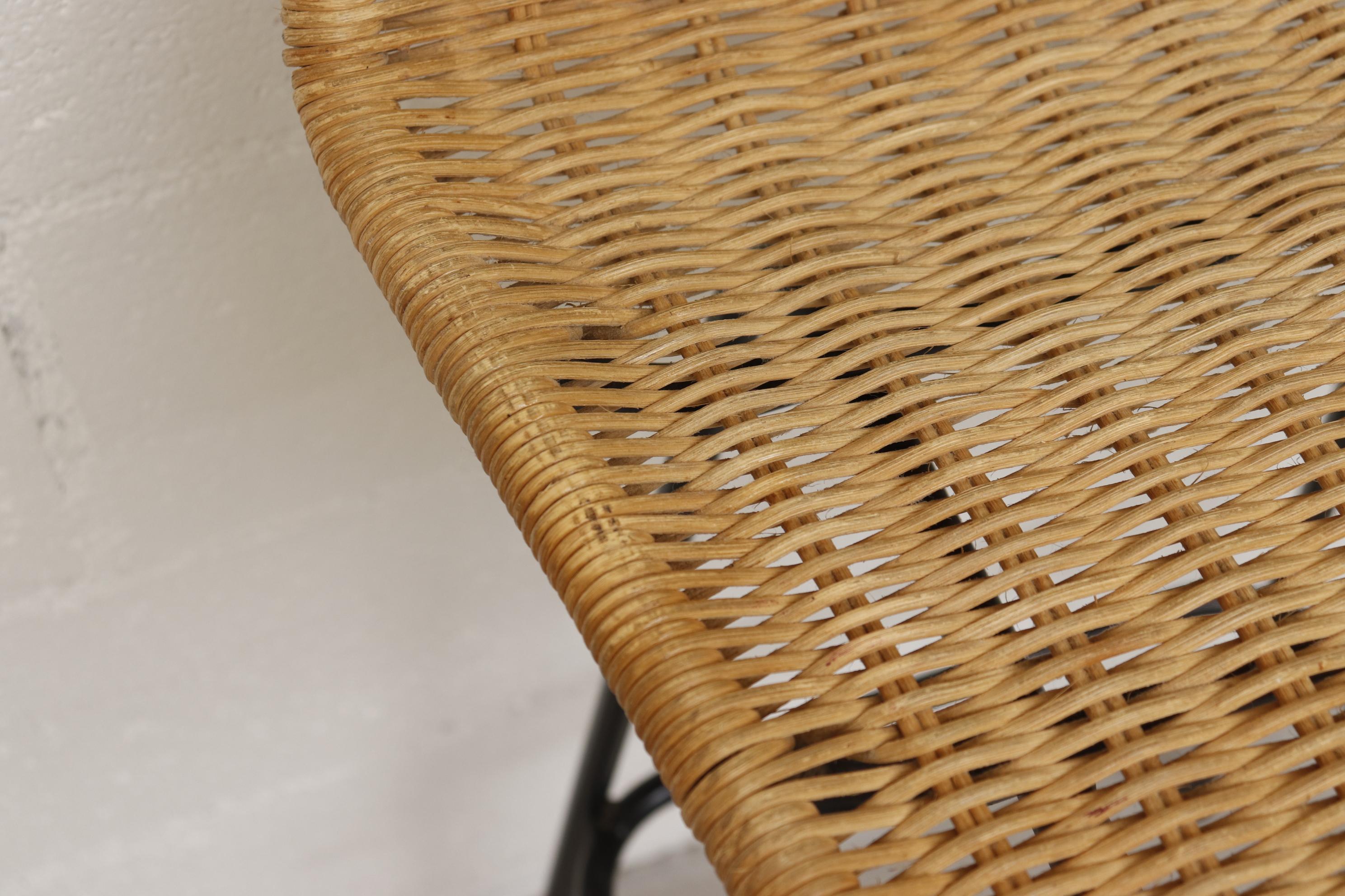 Set of Charlotte Perriand Style Wicker Bar Stools 3