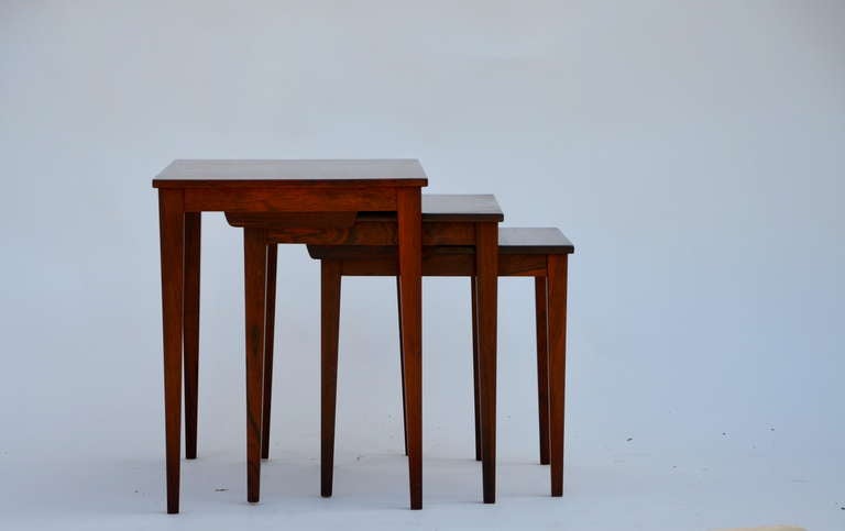 Scandinavian Modern Set of Chic Danish Rosewood Nesting Tables