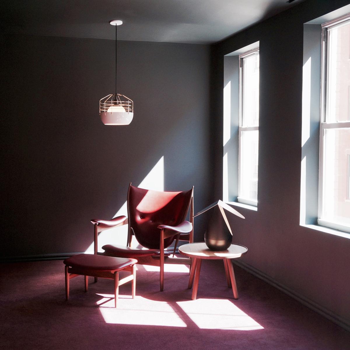 Set of Chieftain Armchair and Chieftain Stool in Wood and Leather by Finn Juhl 3