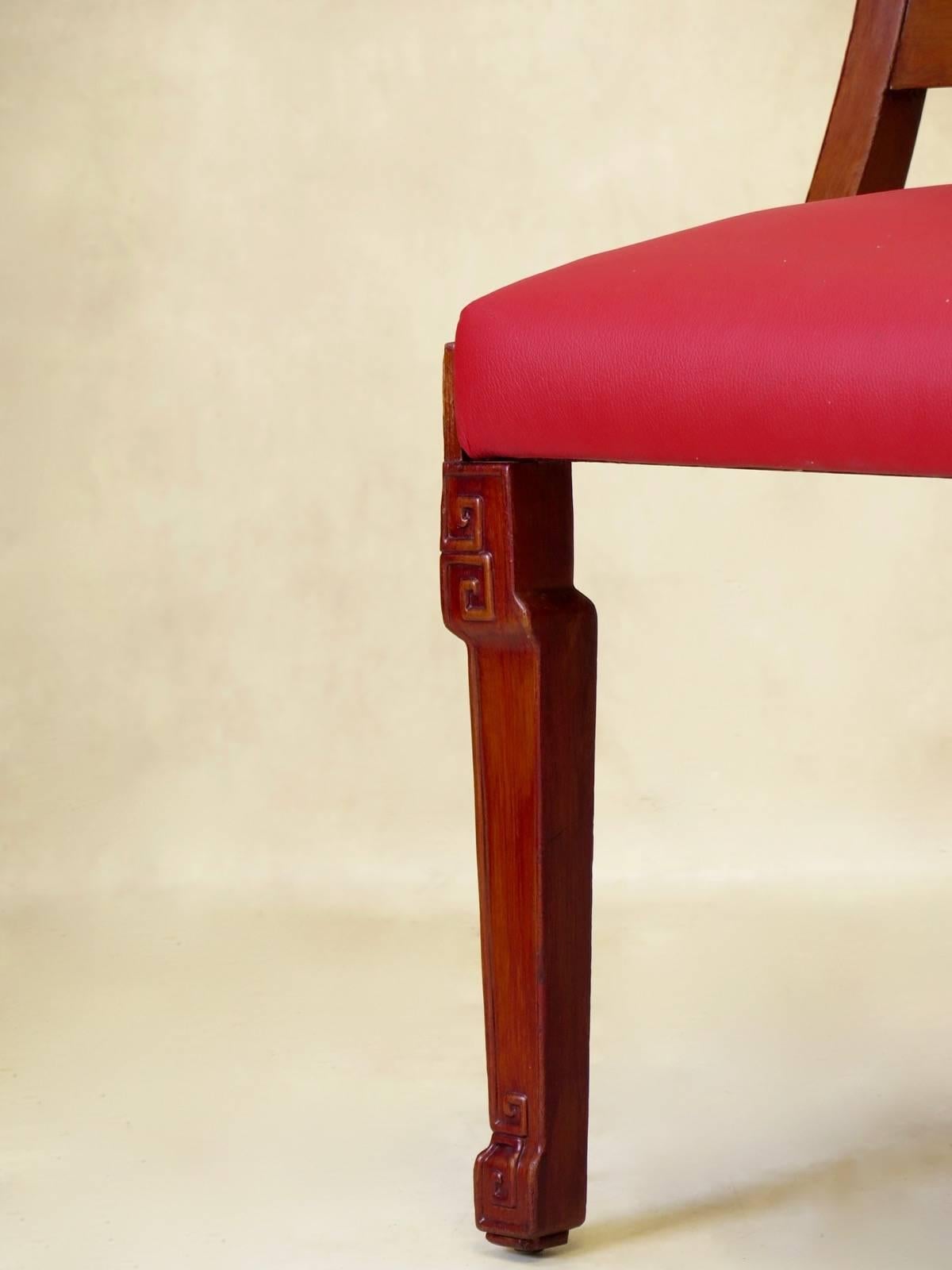 Ensemble de chaises de salle à manger chinoises de style Art déco, France, vers les années 1930 en vente 4