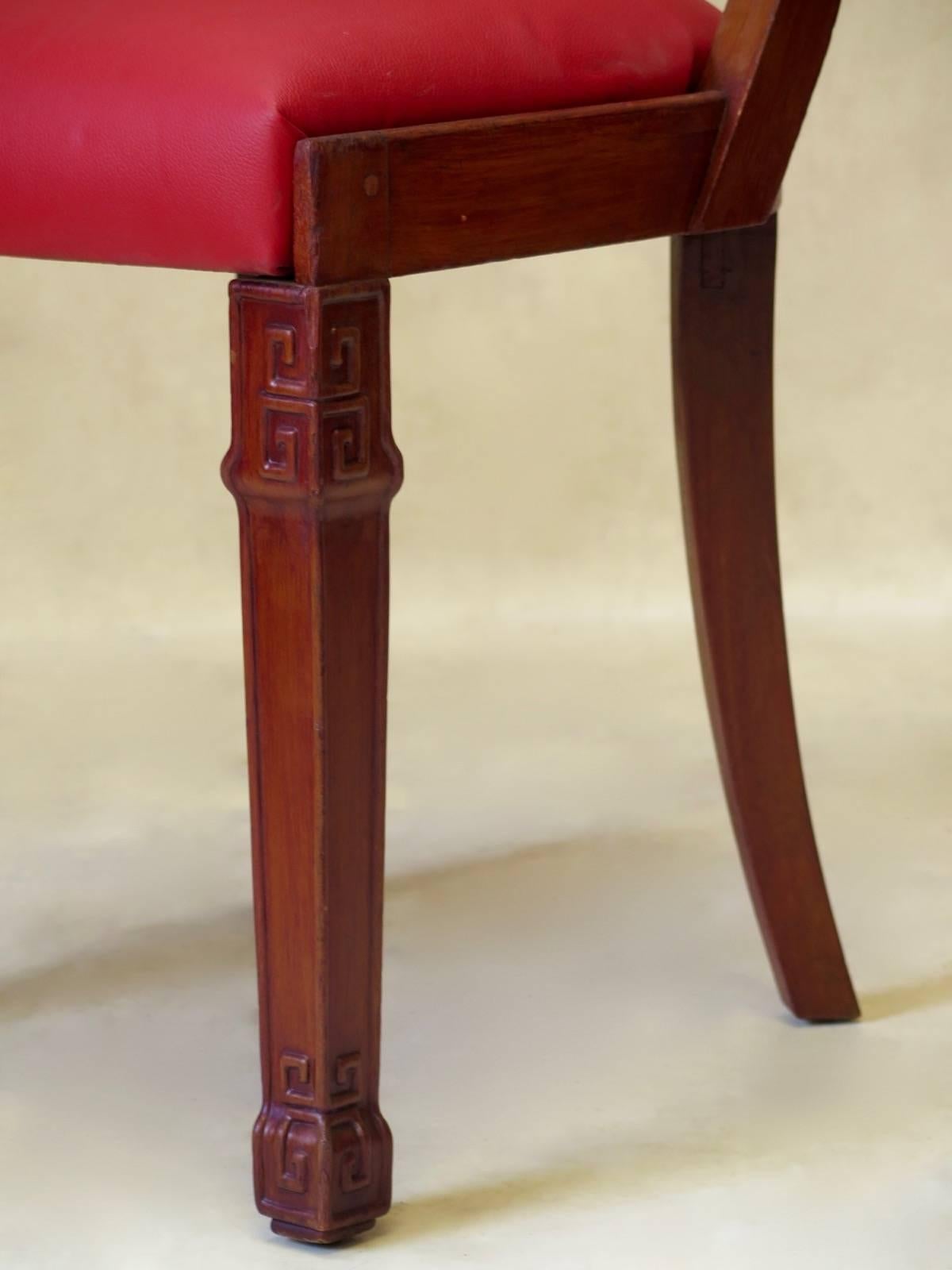 Set of Chinese Art Deco Style Dining Chairs, France, circa 1930s For Sale 2