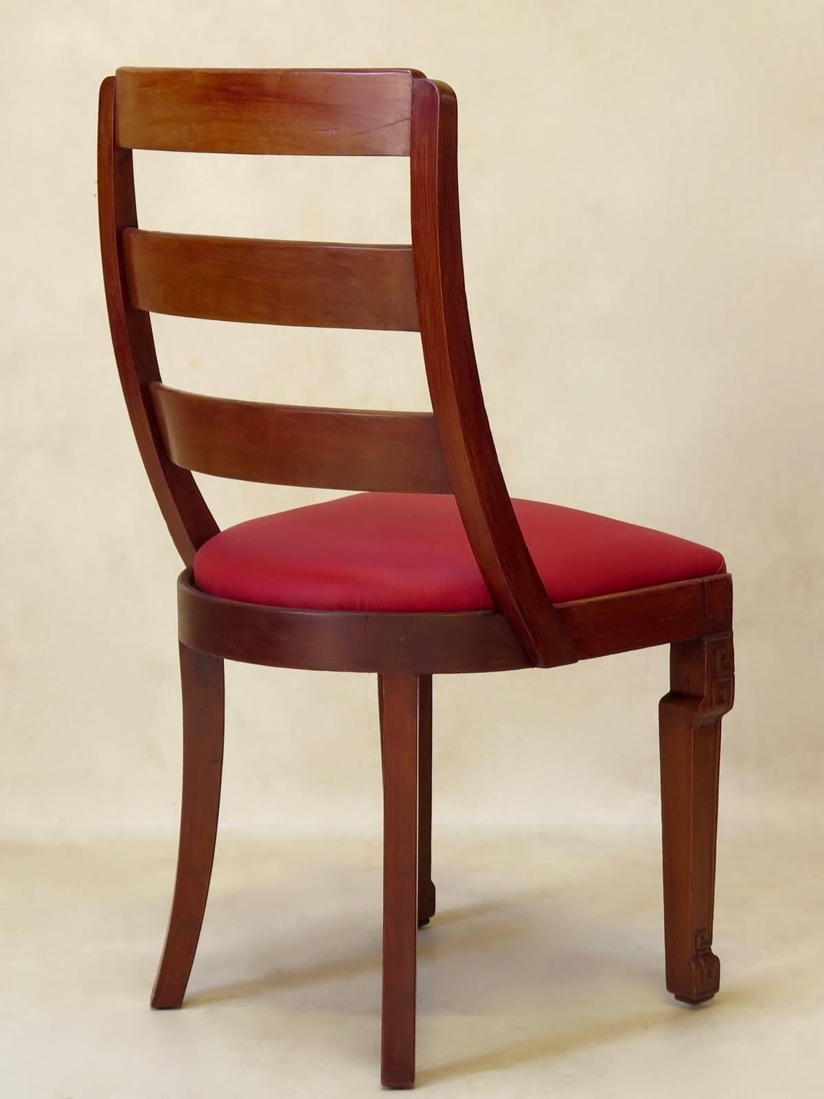 French Set of Chinese Art Deco Style Dining Chairs, France, circa 1930s For Sale