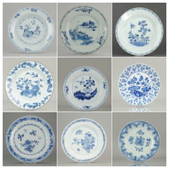 Ensemble d'assiettes bleues et blanches pour décoration murale en porcelaine chinoise