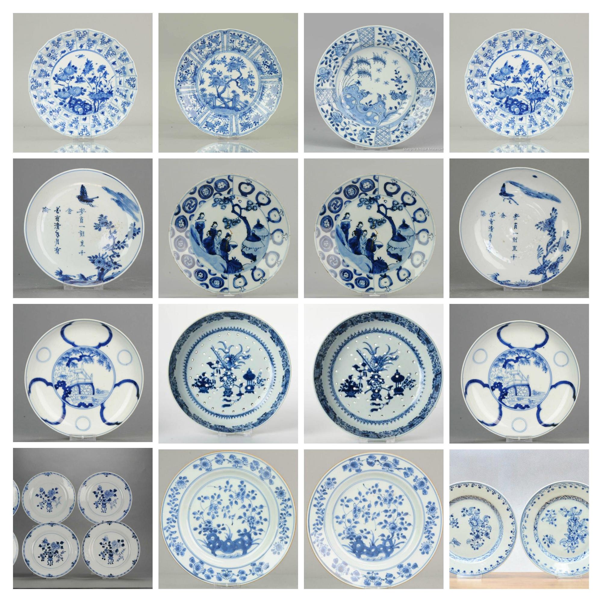 Ensemble d'assiettes chinoises bleues et blanches pour décoration murale en porcelaine de Chine