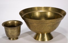 Set of Chinese Export Brass Footed Bowls, Flying Dragon Decor