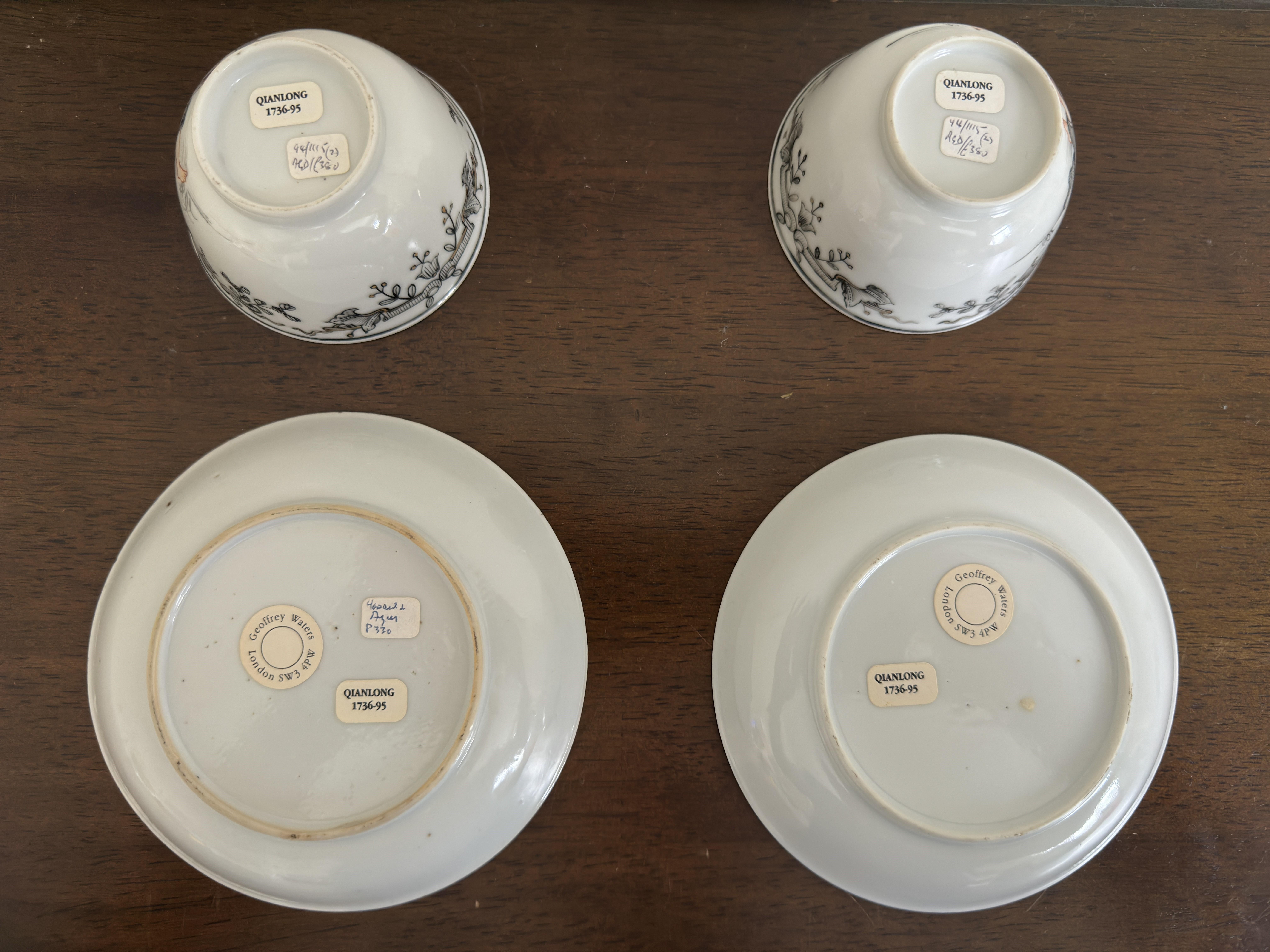 Qing Set of Chinese export 'mythological' cups and saucers, 18th Century Qianlong