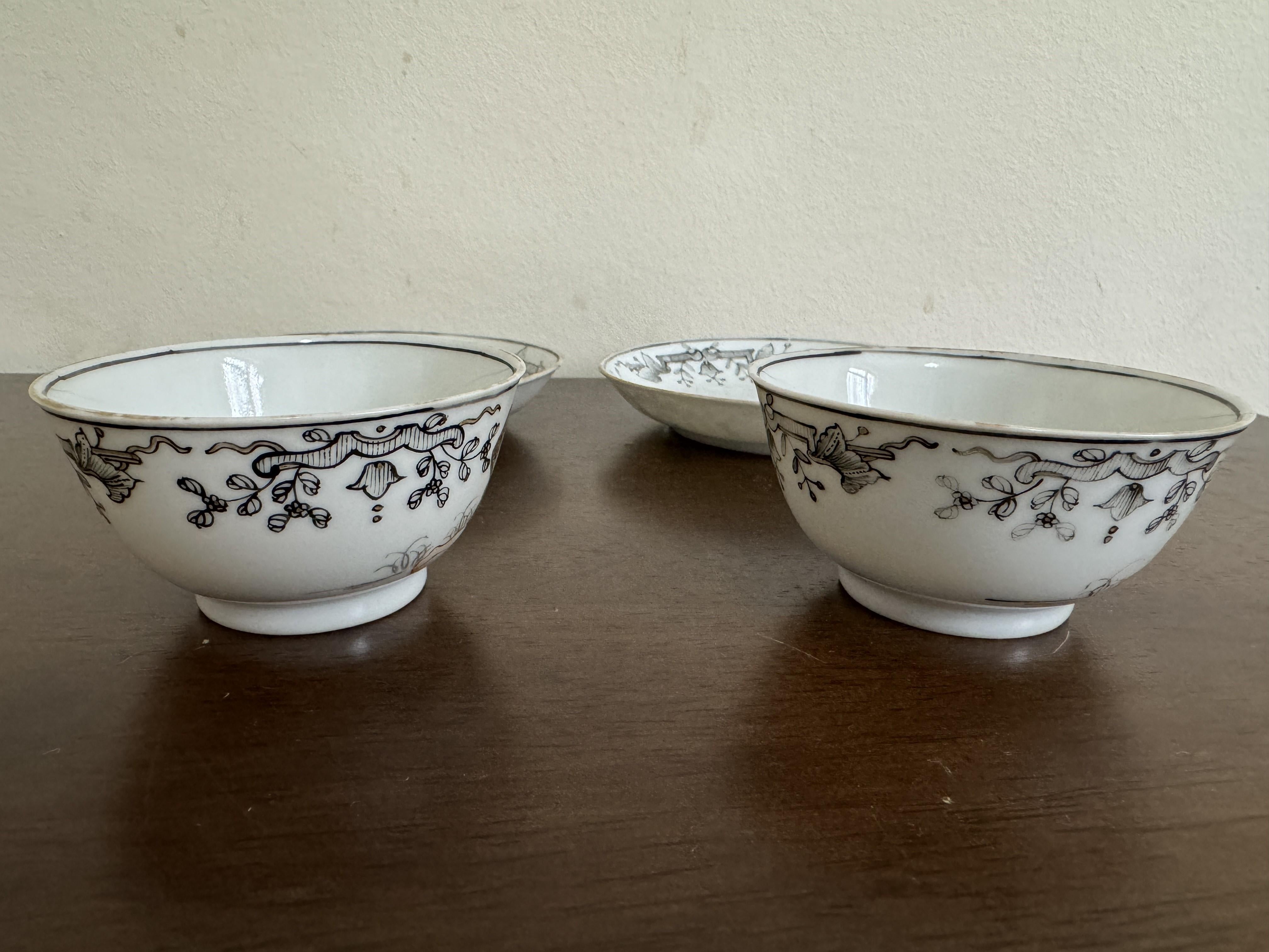 18th Century and Earlier Set of Chinese export 'mythological' cups and saucers, 18th Century Qianlong