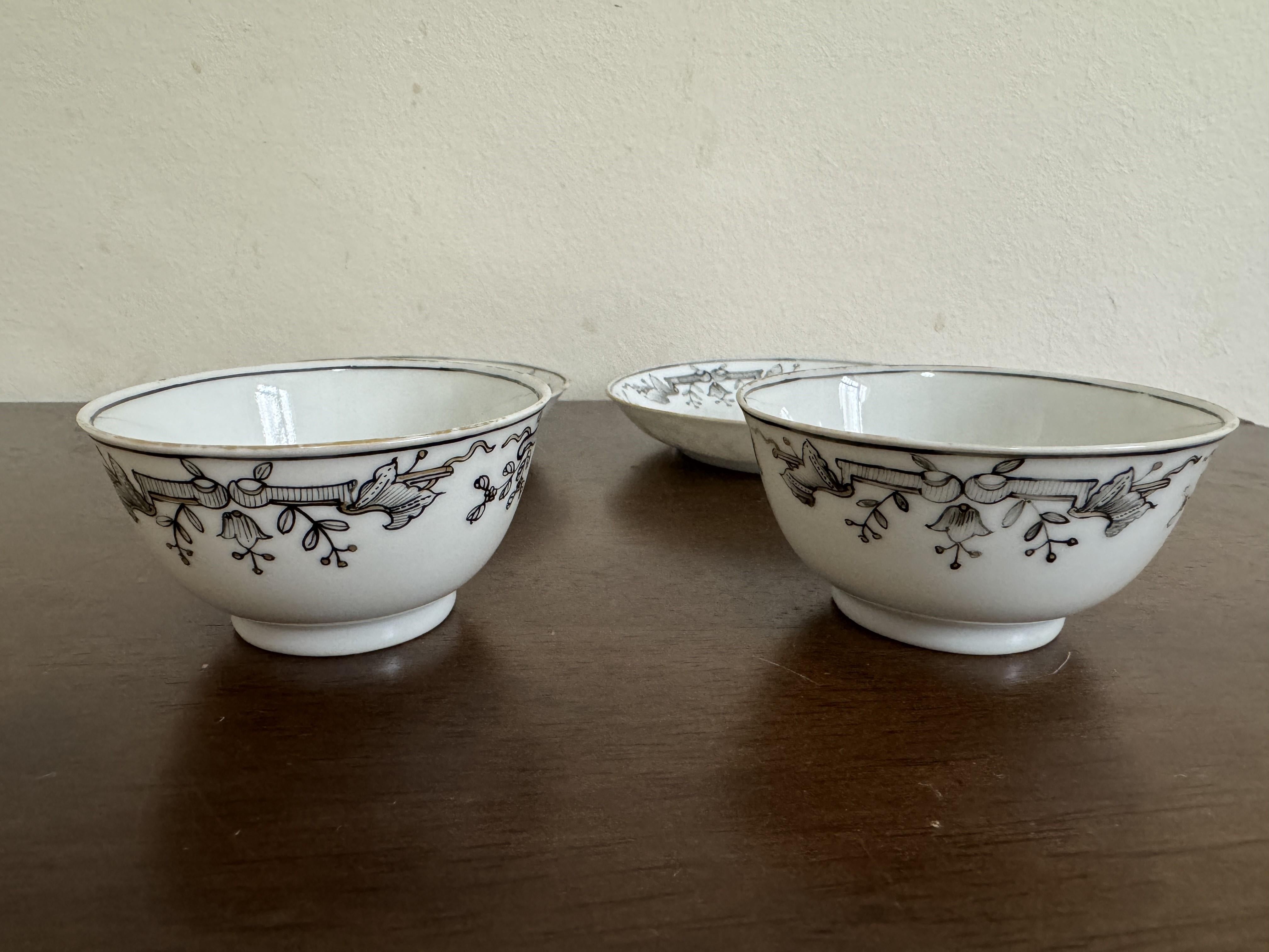 Porcelain Set of Chinese export 'mythological' cups and saucers, 18th Century Qianlong