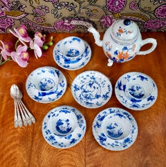 Set of Chinese Export Tea Bowls, Rabbits and Cranes, 19th Century Kraak Style